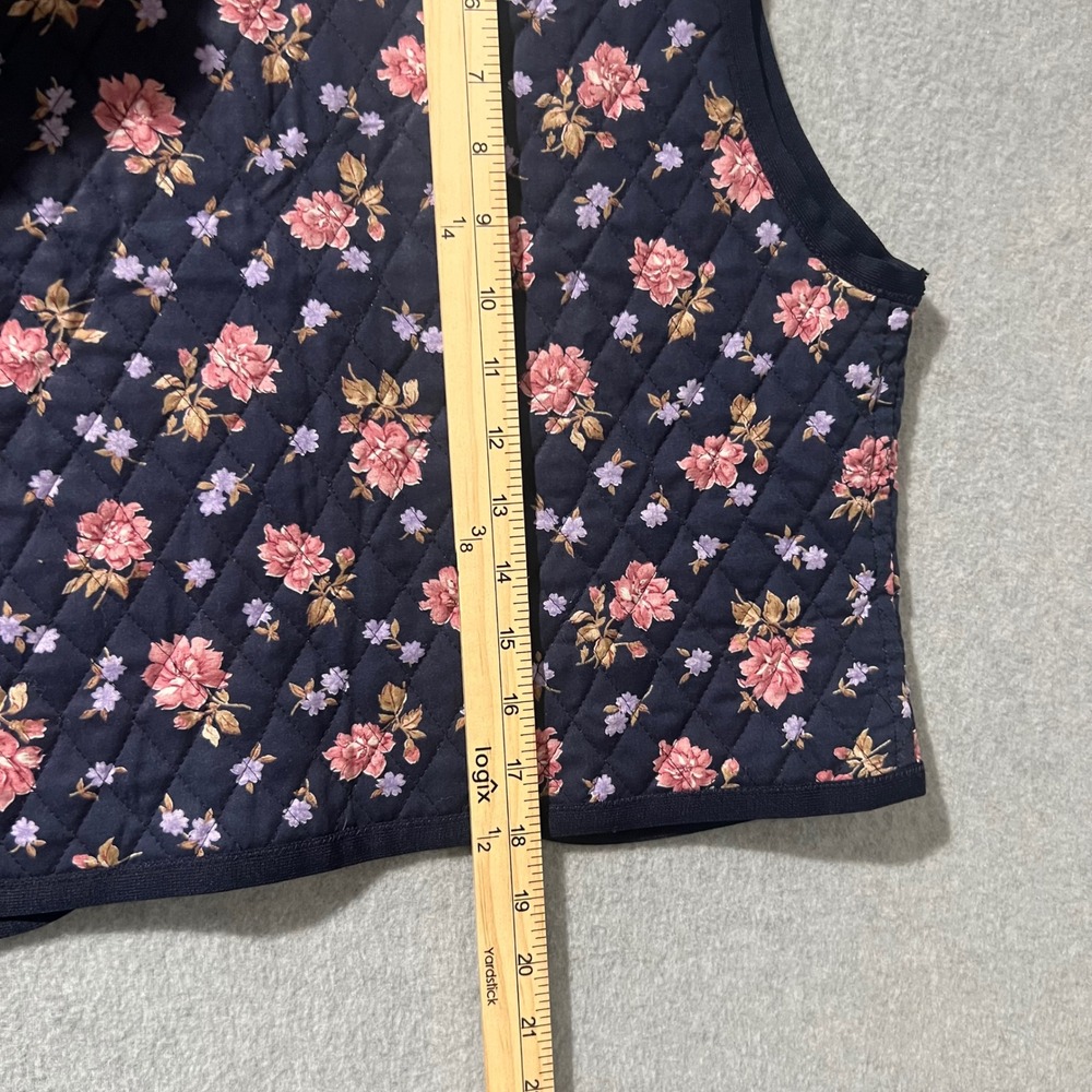 Cottagecore Navy Floral Quilted Vest Puffed Layering Granycore Prairie - Picture 4 of 6